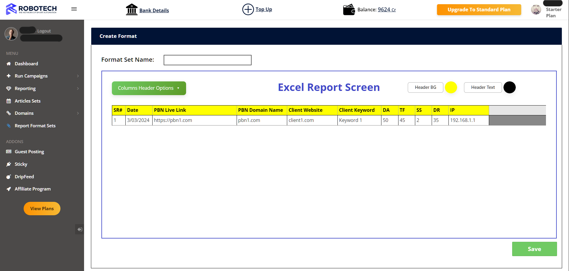 Dynamic Custom Format